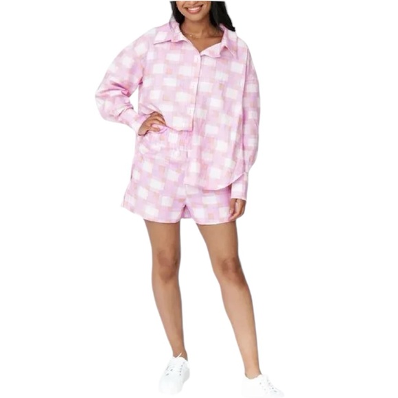 Smash + Tess Malia Pink Hawaiian Check Plaid Shirt - Picture 3 of 14